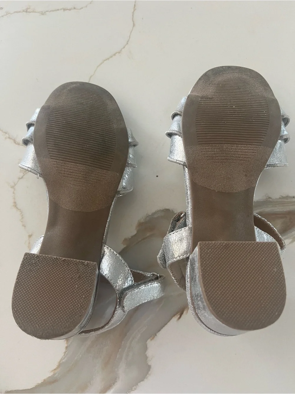 DV by Dolce Vita Girls Silver Ruffle Ankle-Strap Sandals